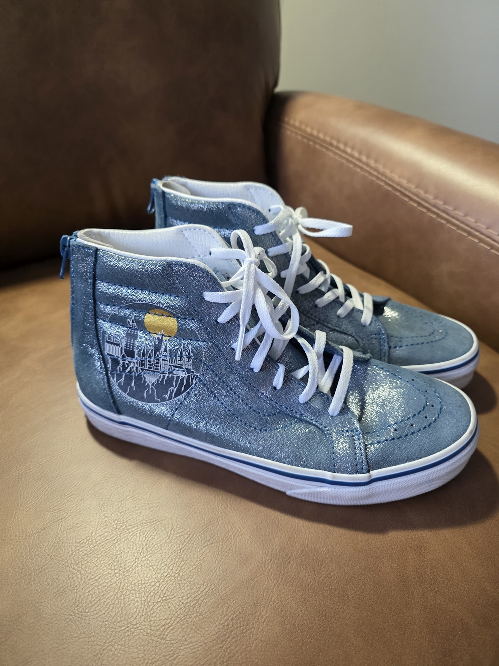 Vans Teal and White Harry Potter High-Top Skate Shoe